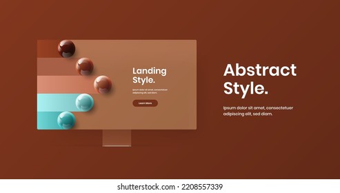 Vivid site screen design vector template. Premium monitor mockup web project illustration.