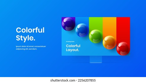 Vivid site screen design vector illustration. Creative computer monitor mockup landing page concept.