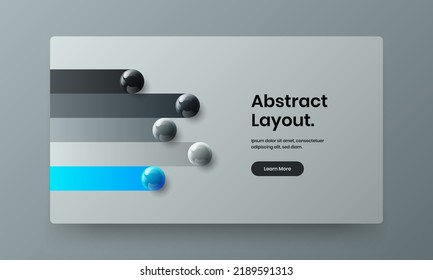 Vivid site screen vector design illustration. Creative realistic balls landing page layout.