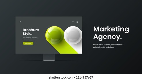 Vivid site screen vector design concept. Colorful desktop mockup web project template.