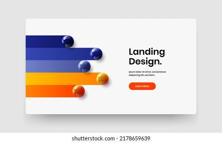 Vivid site vector design template. Colorful 3D spheres web banner concept.