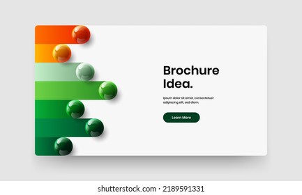 Vivid site vector design template. Premium 3D balls pamphlet layout.
