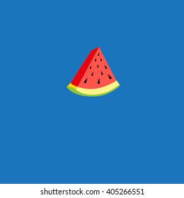 Vivid slice of watermelon on a blue background