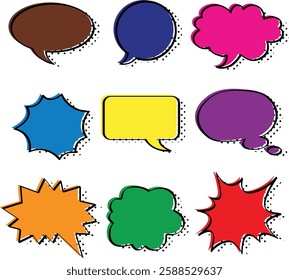 Vivid Speech Bubbles with Halftone Shadows Vector Collection