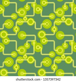 Vivid spring green abstract hand-drawn sketch. Vector circuit pattern for textile, prints, wallpaper, wrapping paper, web decor etc.