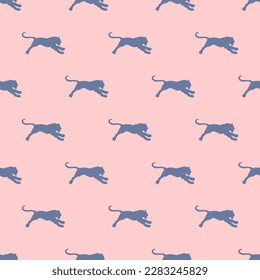 Vivid square tile displaying a captivating animal rendering. Seamless pattern with tiger on misty rose background. Design for a t-shirt featuring a cute animal.