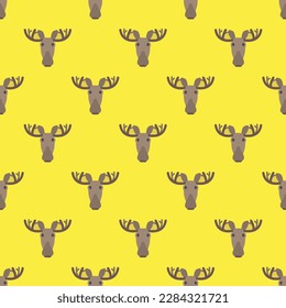 Vivid square tile displaying a captivating animal rendering. Seamless pattern with moose on sandstorm background. Design for notebooks with illustrations of domestic animals.