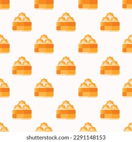 Vivid square tile displaying a captivating food rendering. Seamless pattern with gyoza on st. patrick's blue background. Design for brochures to communicate messages.