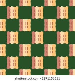 Vivid square tile with a playful food design. Seamless pattern with biscuit on dollar bill background. Design for an eco-friendly wrap for tacos.