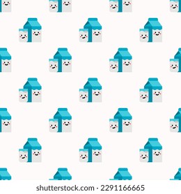 Vivid square tile with a playful food design. Seamless pattern with milk on st. patrick's blue background. Design for a striped fabric.