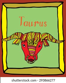 Vivid Taurus horoscope sign vectorized hand draw 