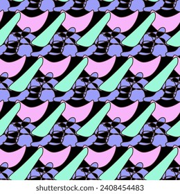 Vivid Textile Fabric Seamless Pattern Background Print Swatch. Cute Bright Funny Kawaii Seamless Wrapping Paper Print Swatch Decoration Design. Seamless Textile Fabric Kid Happy Birthday Party Decor 