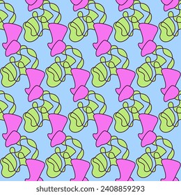 Vivid Textile Fabric Seamless Pattern Background Print Swatch. Cute Bright Funny Kawaii Seamless Wrapping Paper Print Swatch Decoration Design. Seamless Textile Fabric Kid Happy Birthday Party Decor 