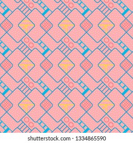 vivid textured geometric repeating pattern design with squares, lines and textured dotted background. pattern swatch at eps. file. for textile, fabric, wallpaper, backgrounds and surface designs