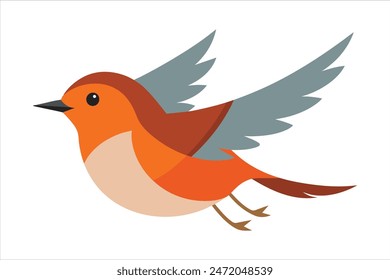 Vivid vector artwork illustration of a flying robin bird, capturing its grace and beauty in intricate detail. This stunning depiction showcases the dynamic elegance of the robin in mid-flight.