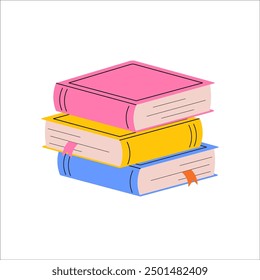 Vivid vector illustration of books stacked in a pile. Ideal for showcasing educational themes and literary designs