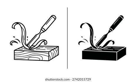 Vivid vector illustration of a pencil being sharpened on a wooden block, capturing dynamic shavings in mid-air with a clean, minimalist aesthetic ideal for educational and creative projects.