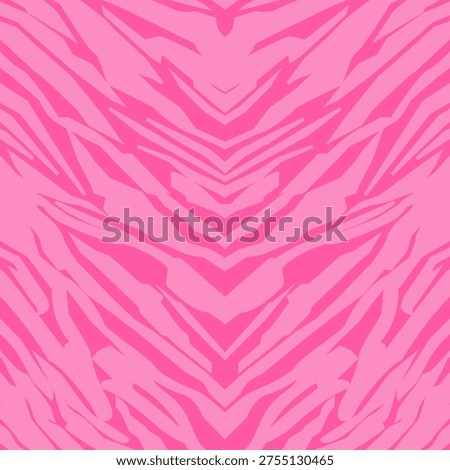 Vivid vector illustration showcasing a repeating seamless pattern design resembling bold zebra stripes rendered entirely in striking shades of hot pink and light magenta for textile applications.