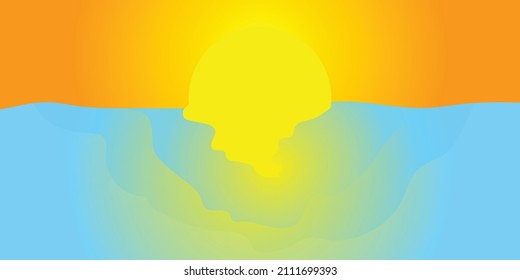 puesta de sol en el vector de fondo marino