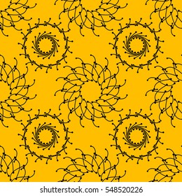 Vivid vector seamless pattern with ethnic mandalas.