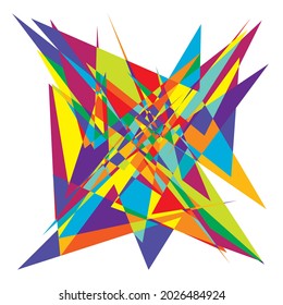 Vivid, vibrant abstract geometric, angular, edgy vector art. Random picasso-style vector illustration