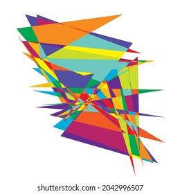 Lebendige, lebendige abstrakte, geometrische, eckige, edgische Vektorkunst. Random-Picasso-artige Vektorgrafik