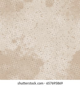 Vivid vintage vector seamless background in grunge style with scribbled texture and halftone dots