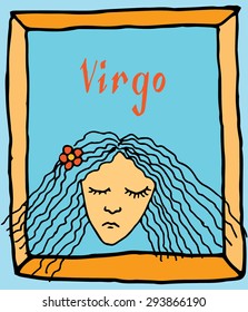 Vivid Virgo horoscope sign vectorized hand draw
