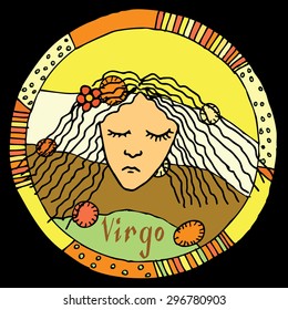 Vivid Virgo horoscope sign vectorized hand draw