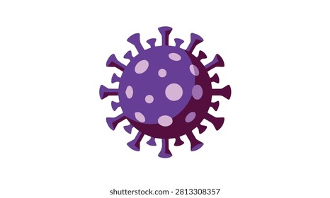 Vivid virus graphic with circular shapes and protruding spikes in purple and pink for healthcare, medical research, and scientific awareness