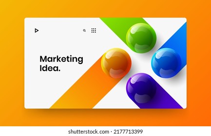 Vivid web banner design vector illustration. Amazing realistic balls landing page concept.