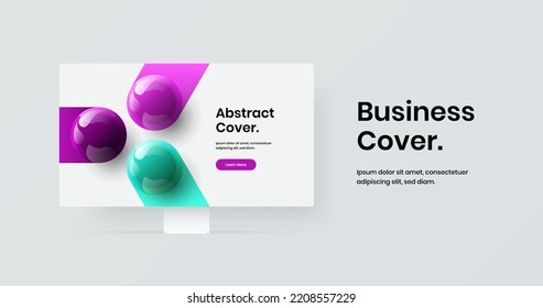 Vivid web banner design vector layout. Isolated desktop mockup site concept.