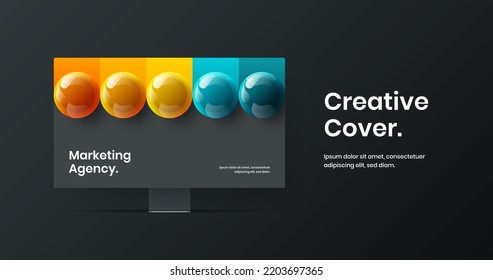 Vivid web banner vector design illustration. Simple monitor mockup presentation layout.