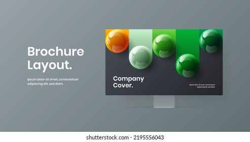 Vivid web project design vector concept. Premium monitor mockup site template.