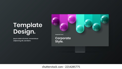 Vivid web project design vector layout. Minimalistic display mockup presentation illustration.