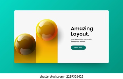 Vivid website screen vector design layout. Multicolored realistic balls corporate identity template.