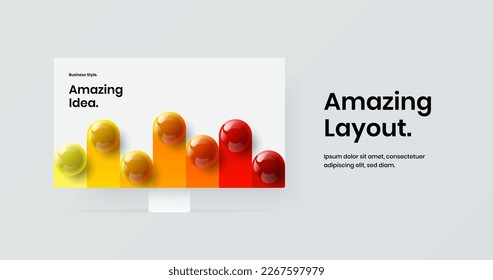 Vivid website screen vector design layout. Unique computer monitor mockup landing page illustration.