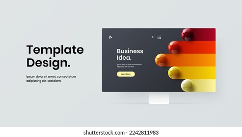 Vivid website vector design concept. Minimalistic display mockup web banner layout.