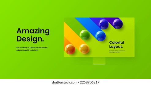 Diseño de vectores de sitios web Vivid. Diseño de presentación de simulación de monitor de computadora brillante.