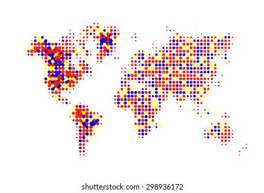 vivid world map. Halftone Design. vector illustration