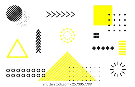 Vivid Yellow Memphis Geometry and Patterns.