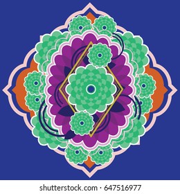 Vivid/geometric succulents and flowers pattern. The blue background is separated in another layer for a better visual and adjustment