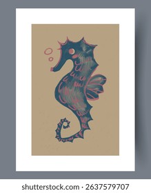 A vividly stylized illustration of a seahorse, showcasing vibrant colors and artistic flair