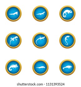 Viviparous lizard icons set. Flat set of 9 viviparous lizard vector icons for web isolated on white background