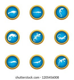 Viviparous lizard icons set. Flat set of 9 viviparous lizard vector icons for web isolated on white background