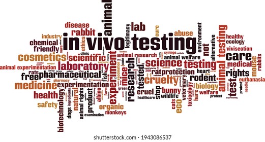 In vivo testing word cloud concept. Collage made of words about in vivo testing. Vector illustration 