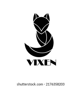 Vixen illustration vector design with black and white color theme for logo and icon