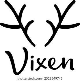 Vixen reindeer. Christmas reindeer names vector illustrations