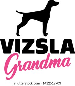 Vizsla Grandma silhouette in black