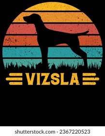 Diseño de camisetas Vizsla Vintage, estilo tipográfico listo para imprimir, plantilla de ropa, tee, símbolo gráfico. Perfecto para la ropa de adolescente. Ilustración del vector
